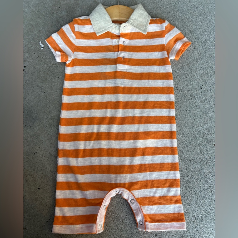 Orange and White Striped Baby Romper